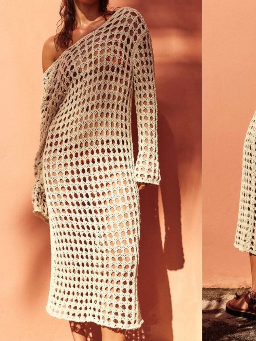 Free People Sahara Sweater Midi Layering Dress Seed Pearl Tan Beige Medium NWT